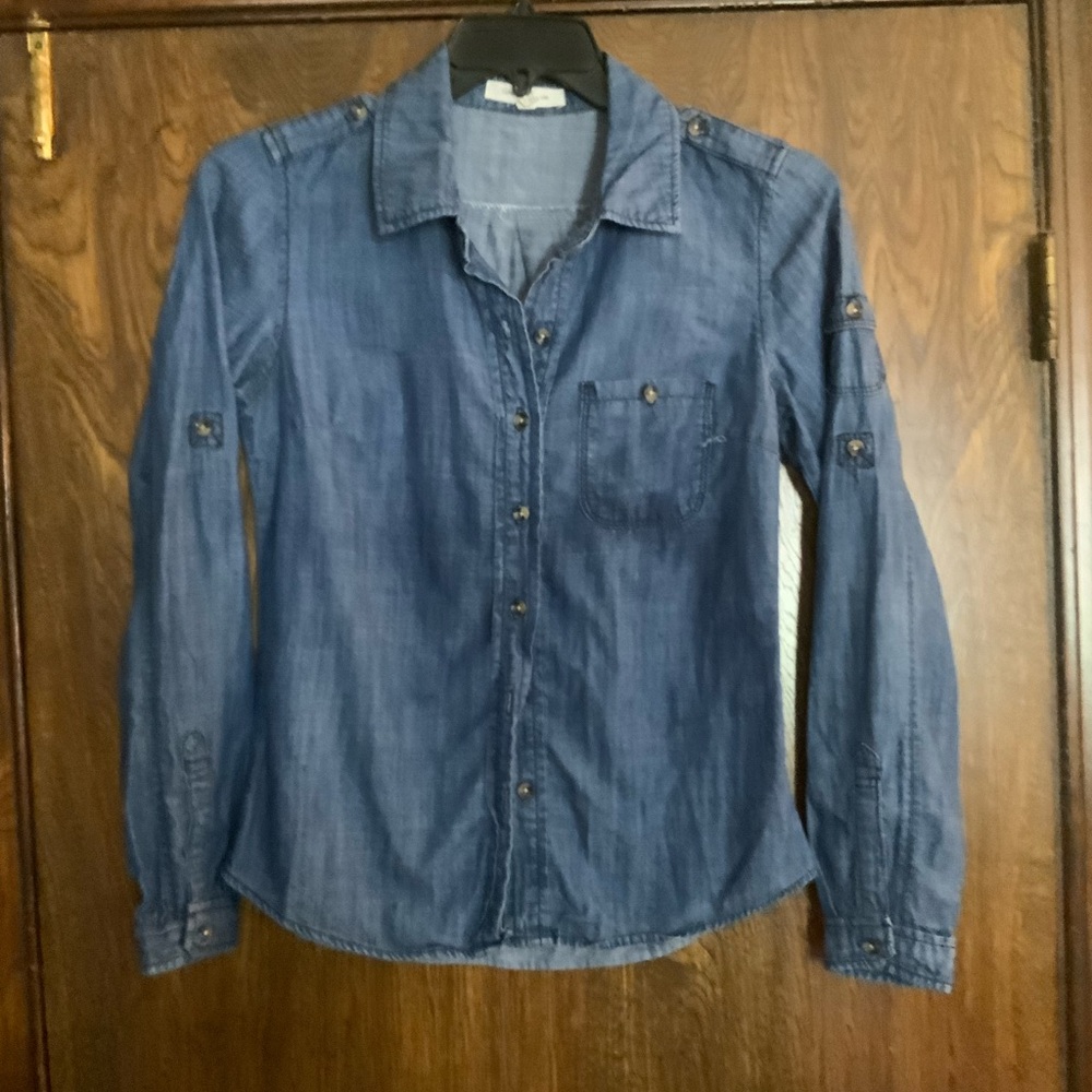 Life in Progress Blue Denim Top